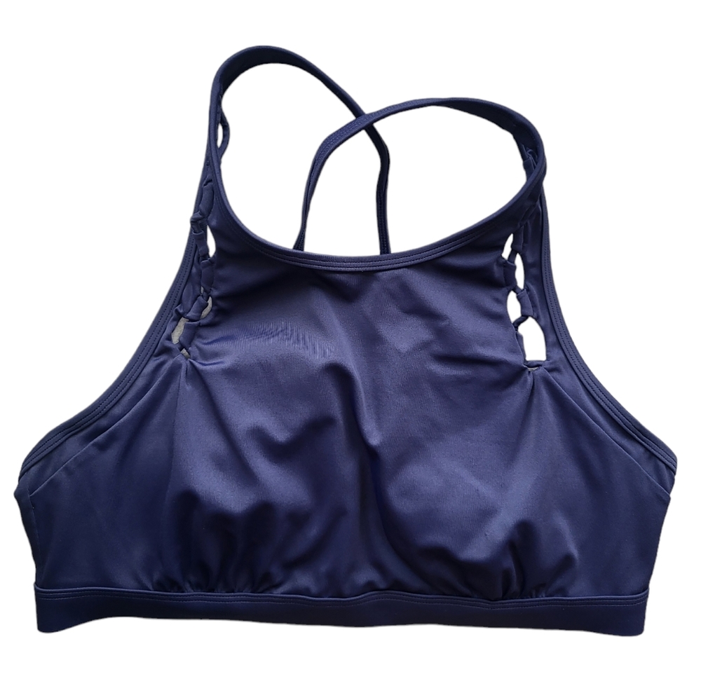 Athleta Navy Blue Crossback Bathing Suit Top Built in Bra